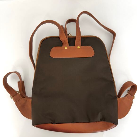 BALSA Paris Leather Slim Backpack Purse Brown Interchangeable Zipper Pulls - Picture 10 of 15